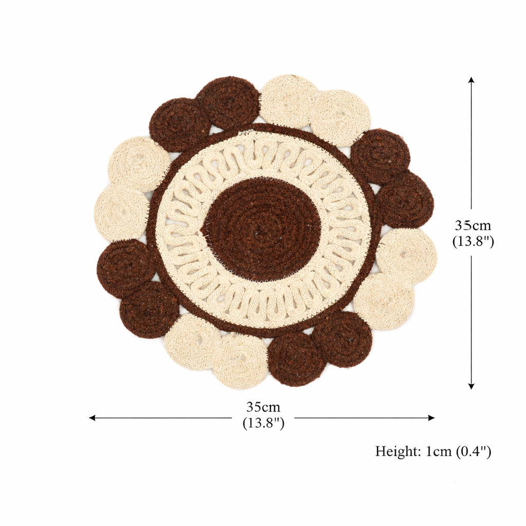 Brown Cotton Braided Placemat – Handcrafted Durable Table Mat for Dining