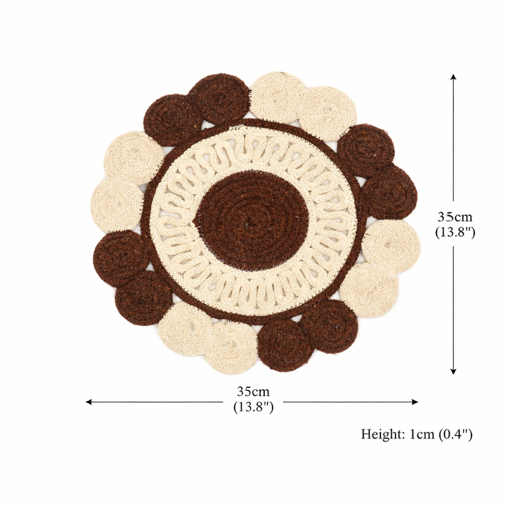 Brown Cotton Braided Placemat – Handcrafted Durable Table Mat for Dining