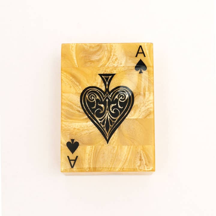 Golden Glow Resin Playing Card Box – Yellow & Black