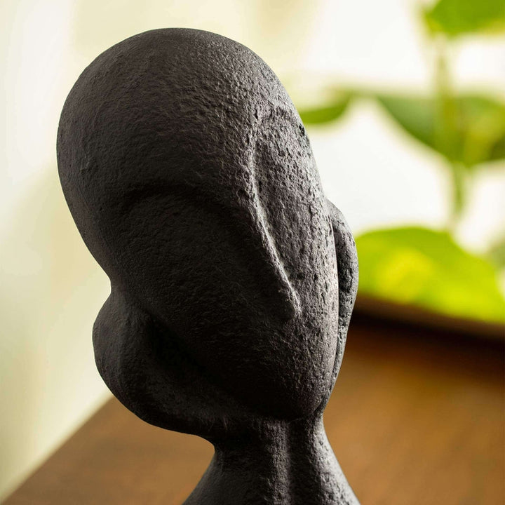 Spellbound Black Ecomix Handcrafted Face Sculpture | Sustainable Modern Art Decor Accent
