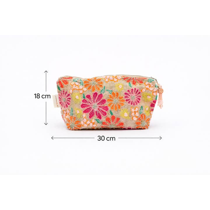 Cotton Pouch –Floral Embroidered – 18x30 cm