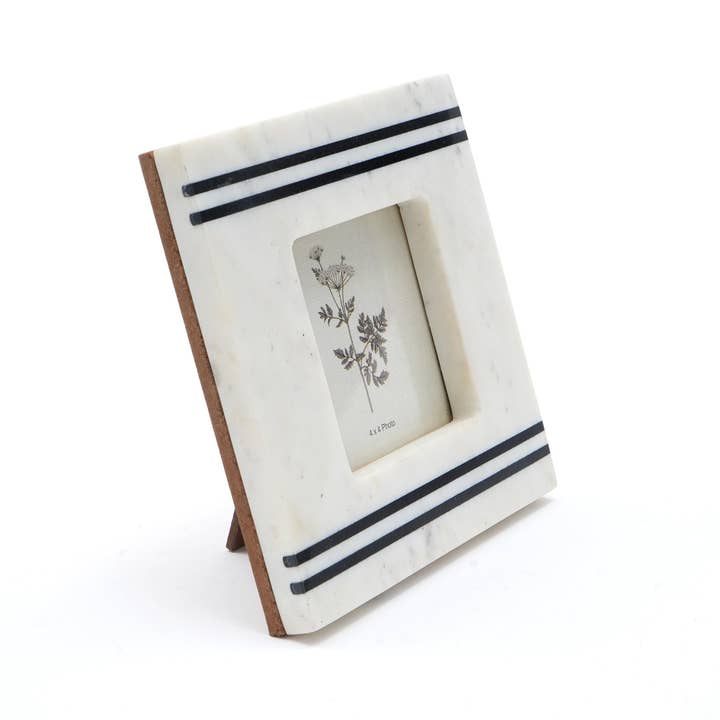 Rhaenyra 6x4 Natural Marble Picture Frame - Elegant Stone Photo Display for Desk, Shelf, Home Decor Gift
