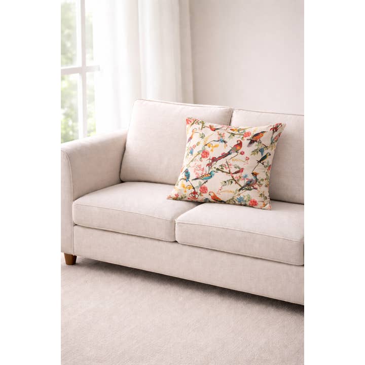 Printed Cotton Cushion- Freya Bird Design- 45x45 cm