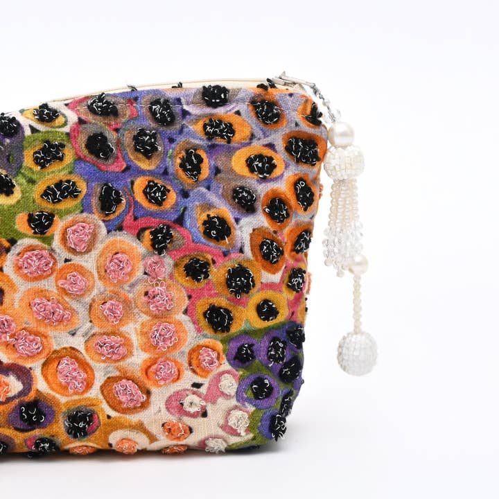 Cotton Pouch – Abstract Embroidered Design – 18x30 cm