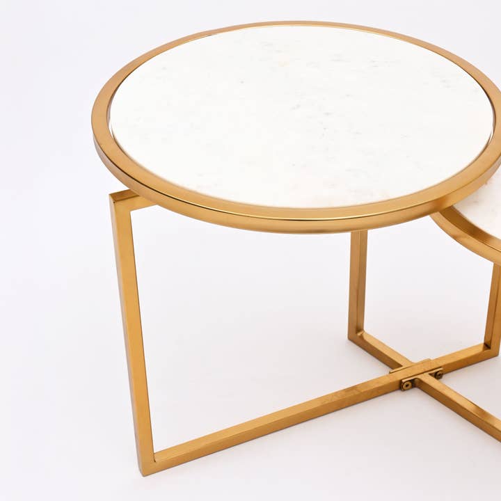 2 Tier Round Table With Marble Top