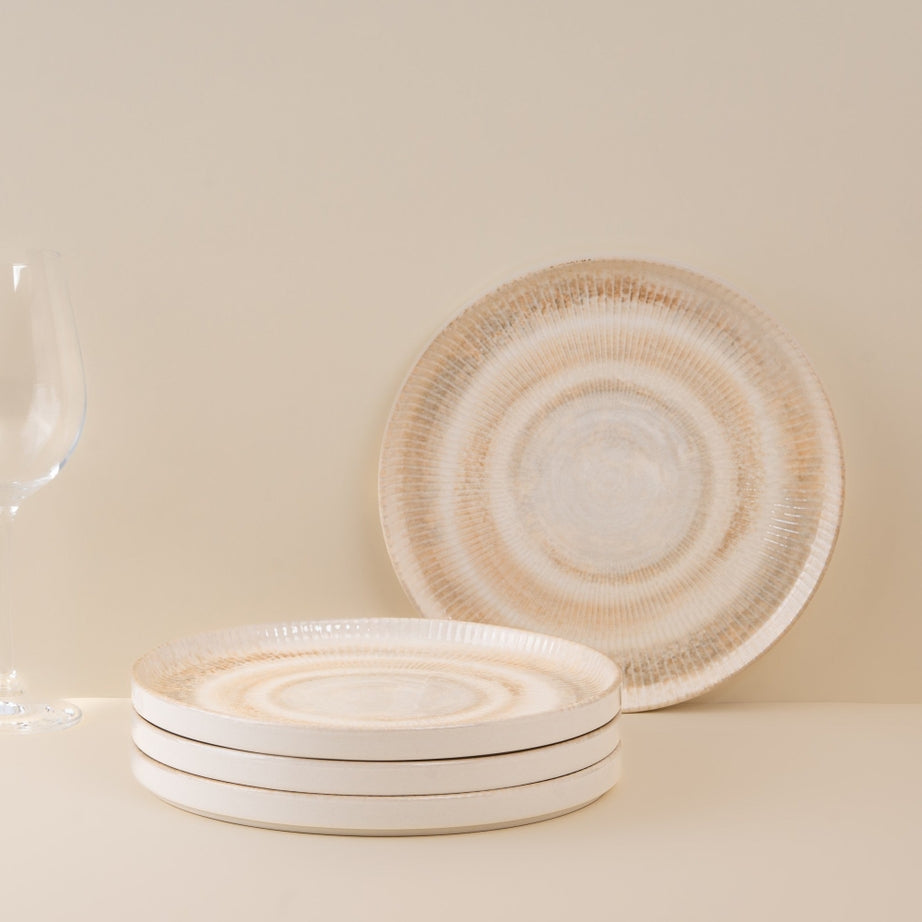 Paros Shell Sand Short Rim Stackable Porcelain Plate 25cm – Set of 4 | Professional Hospitality Tableware