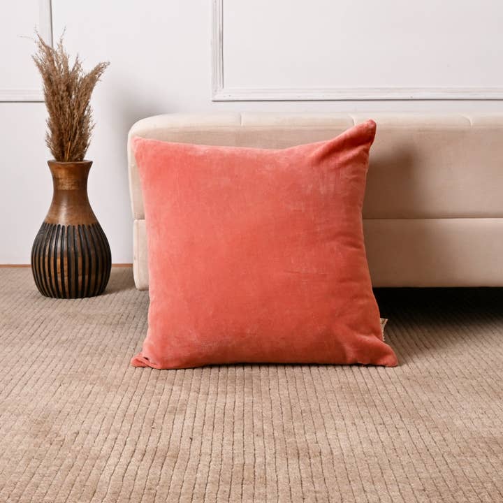 Velvet Cotton Cushion- Dusty Rose Solid- 45x45 cm