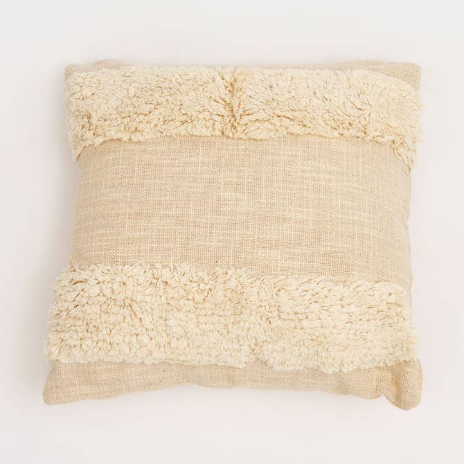 Ivory Fringe Charm Tufted Cushion – Natural Cotton 40 × 40 cm