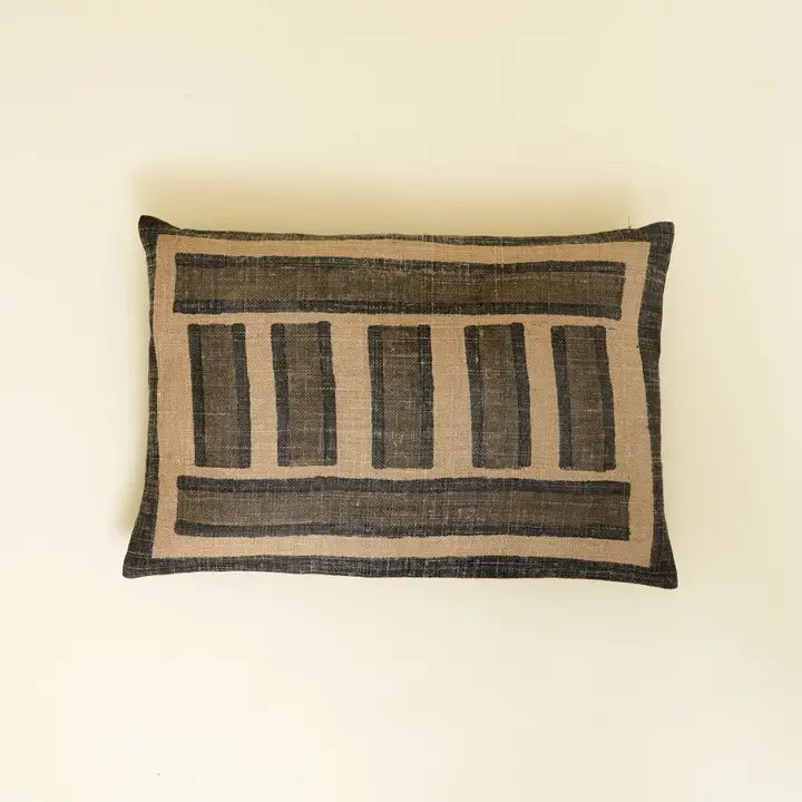 Handcrafted Jute Striped Cushion – Natural Textured Throw Pillow for Modern Interiors