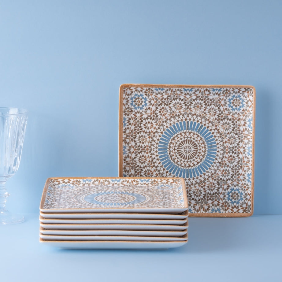 Cruise Tangier Juliet Square Porcelain Platter with Foot 16cm – Set of 12 | Moroccan Serving Platter | Professional Hospitality Tableware