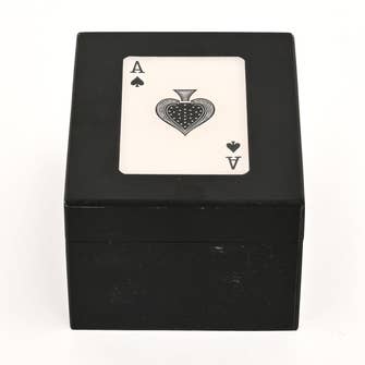 Black Resin Triple Slot Playing Card Box with Ace Design