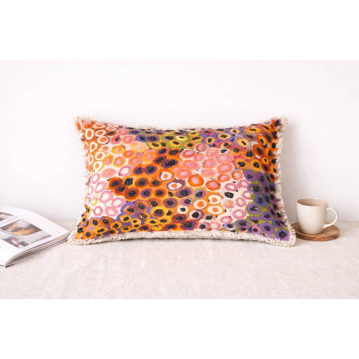 Printed Cotton Lumbar Cushion-  Abstract Design- 40x60 cm