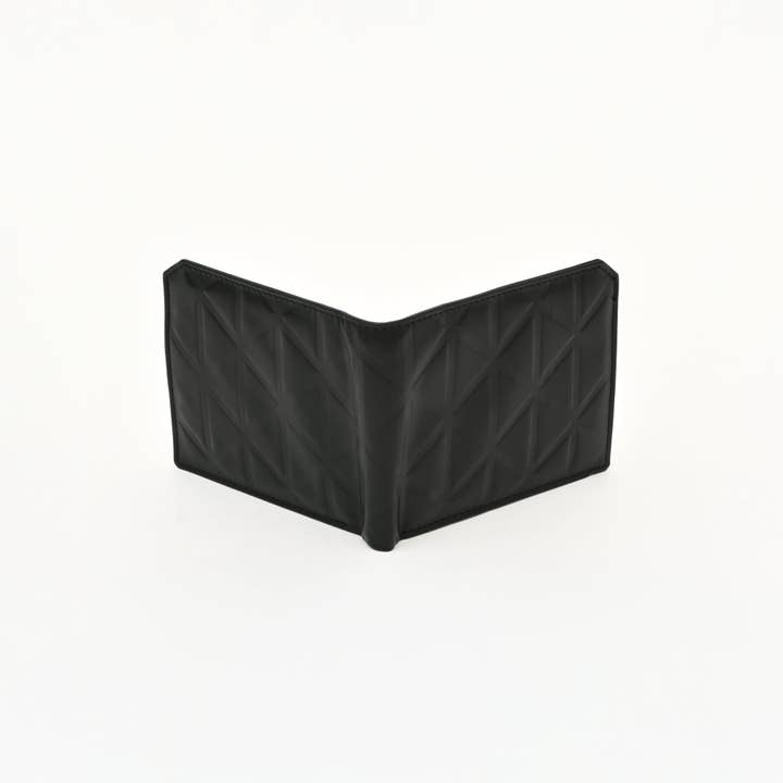 Luxury Black Napa Leather Wallet – Slim Croc Design with Coin Pocket & Card Slots