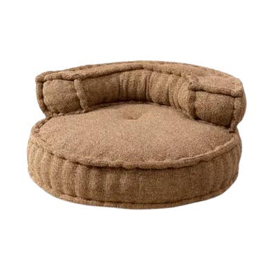 Beige Boucle Floor Sofa Chair with Backrest 80 cm