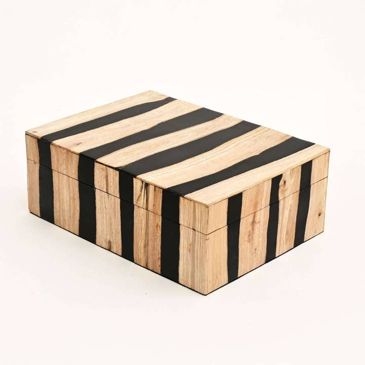 Black Striped Wooden Decorative Box