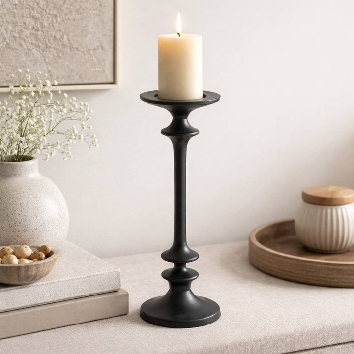 Modern Black Aluminium Candle Holder
