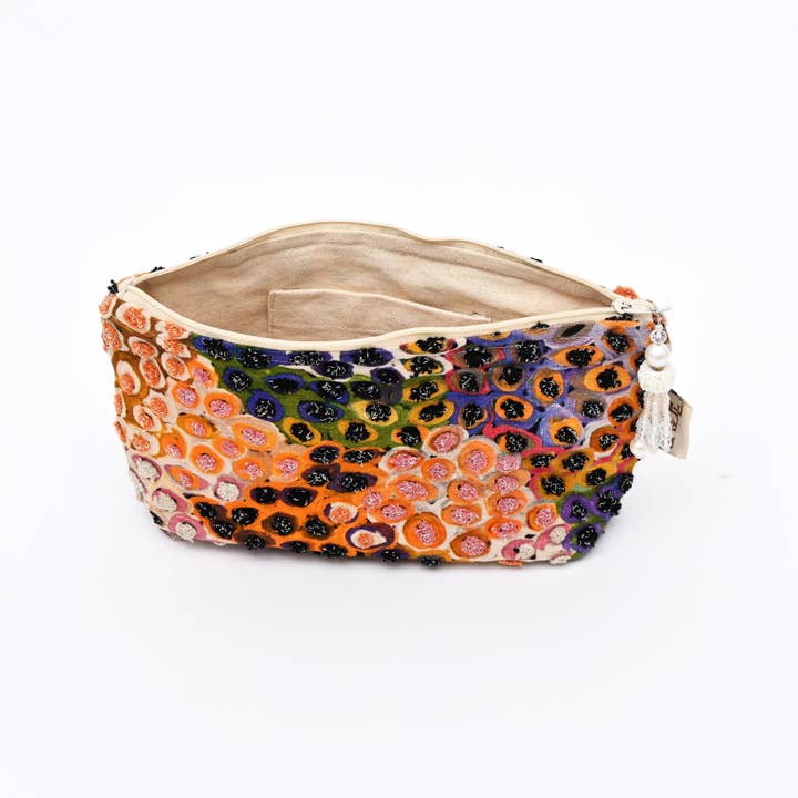 Cotton Pouch – Abstract Embroidered Design – 18x30 cm