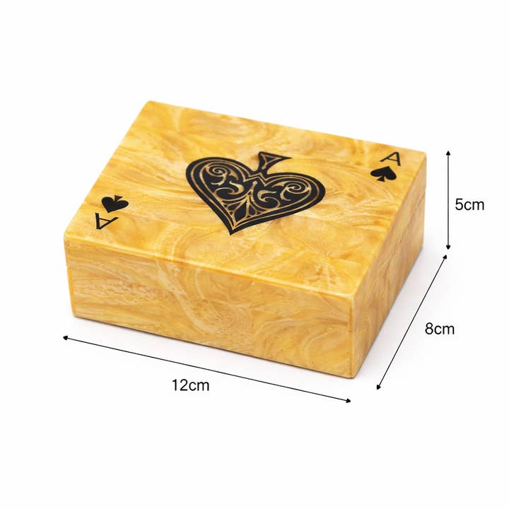 Golden Glow Resin Playing Card Box – Yellow & Black