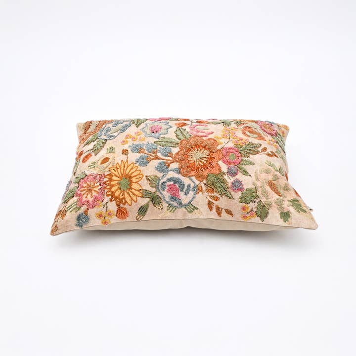 Cotton Lumbar Cushion- Cloud Floral Design- 40x60 cm