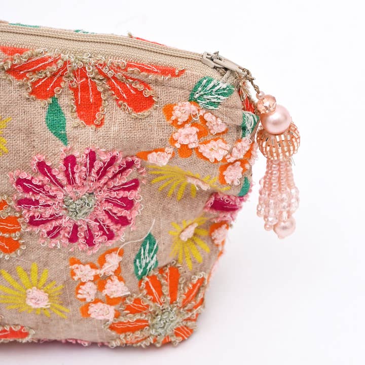 Cotton Pouch –Floral Embroidered – 18x30 cm