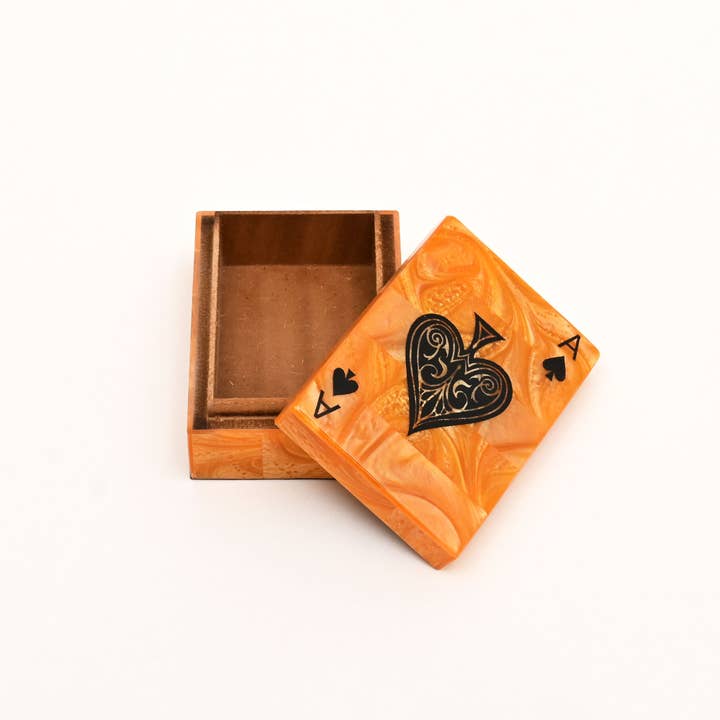 Royal Ace Resin Playing Card Box – Orange & Black