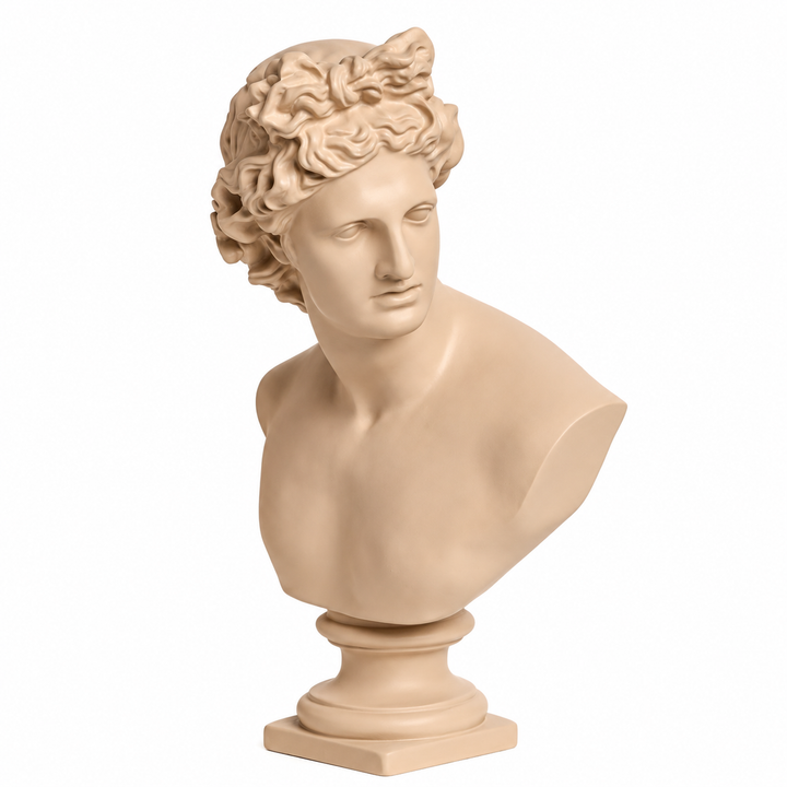 classical-style stone bust sculpture of a male figure