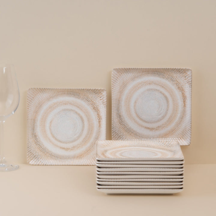 Paros Shell Sand Juliet Square Porcelain Platter with Foot 16 × 16cm – Set of 12 | Professional Hospitality Serving Platter