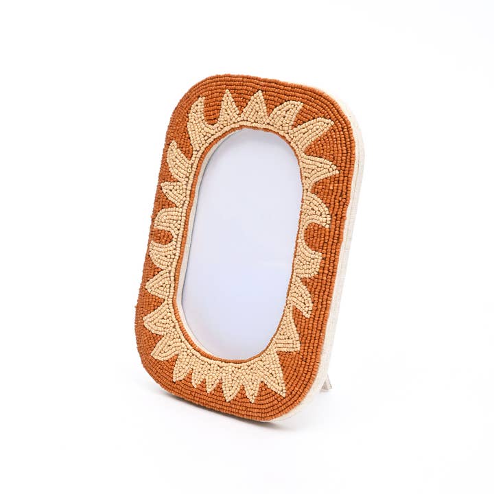 Terracotta Sunburst Beaded Photo Frame  - 4×6 Inch