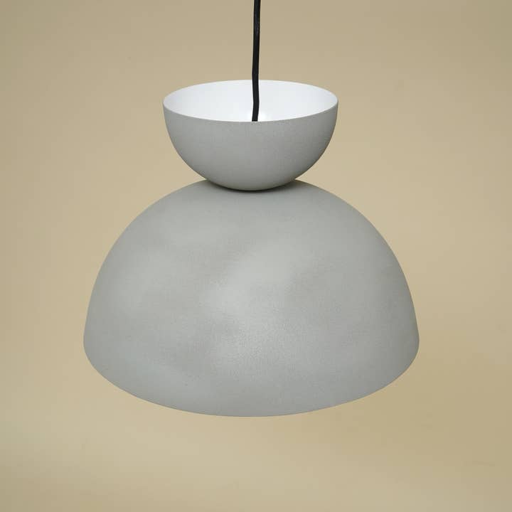 Modern Grey Dome Pendant Lamp Iron Aluminium Glass