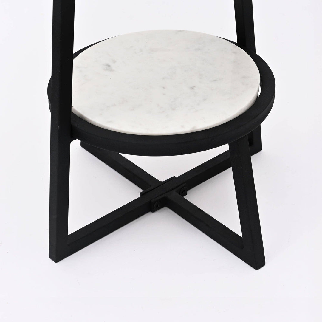 2 Tier Round Marble Table With Iron Base