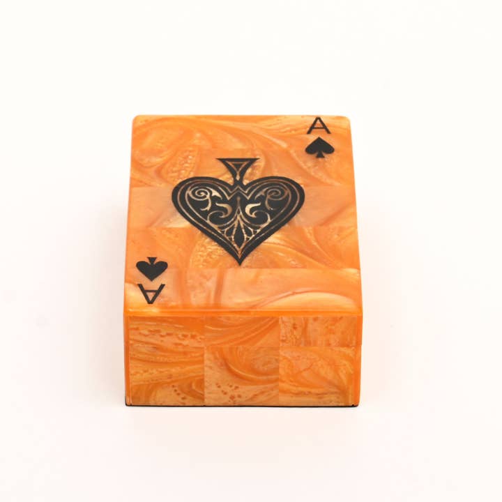 Royal Ace Resin Playing Card Box – Orange & Black