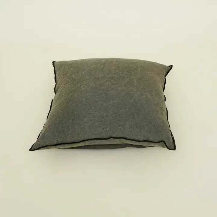 Handmade Cotton & Linen Cushion Cover – Beige, Brown & Green