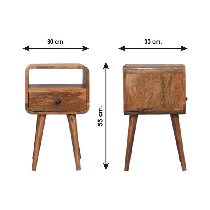 Solid Mango Wood Bedside Table with Drawer Brown Finish
