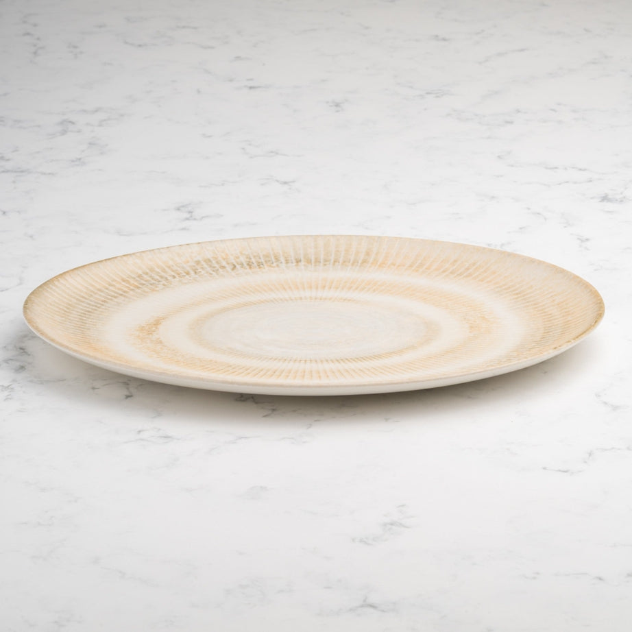 Paros Shell Sand Oval Porcelain Plate with Foot 32cm – Set of 6 | Professional Hospitality Serving Platter