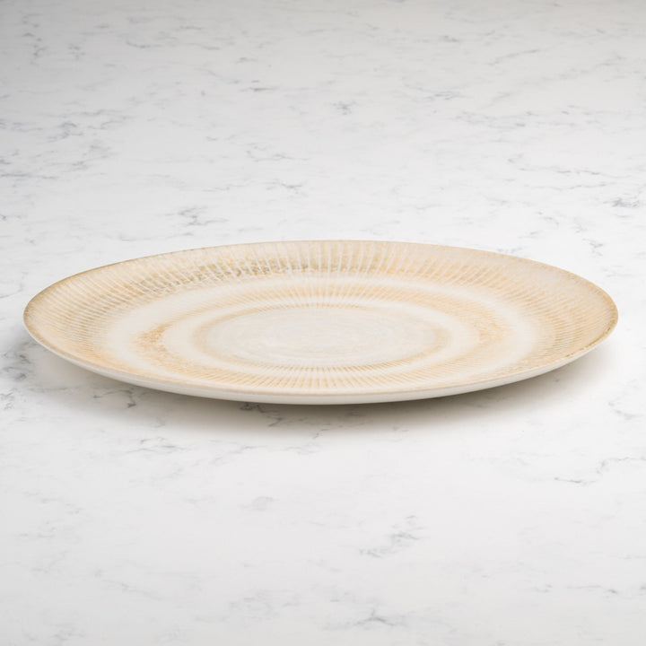 Paros Shell Sand Oval Porcelain Plate with Foot 32cm – Set of 6 | Professional Hospitality Serving Platter