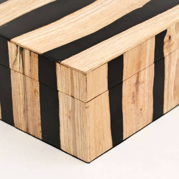 Black Striped Wooden Decorative Box