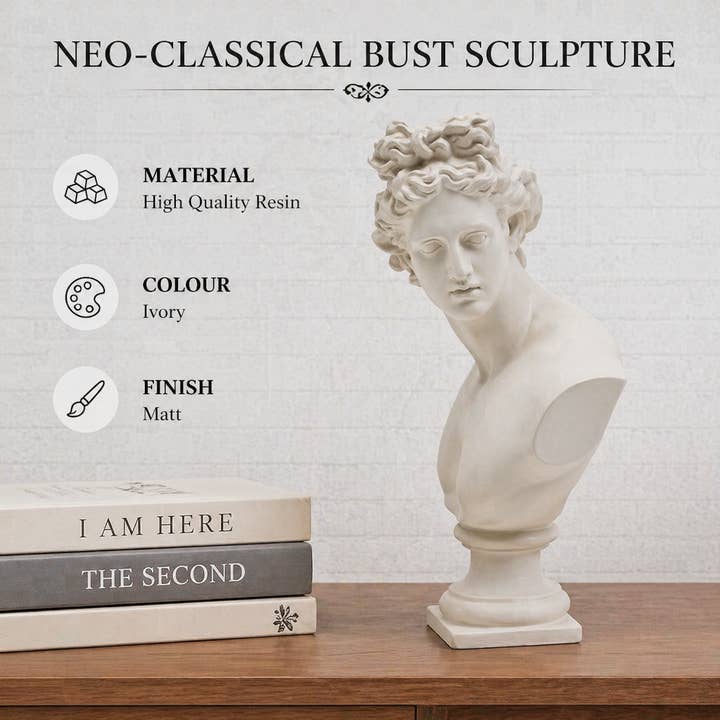 Ivory Neo-Classical Bust Sculpture in Matte Resin