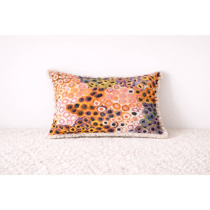 Printed Cotton Lumbar Cushion-  Abstract Design- 40x60 cm