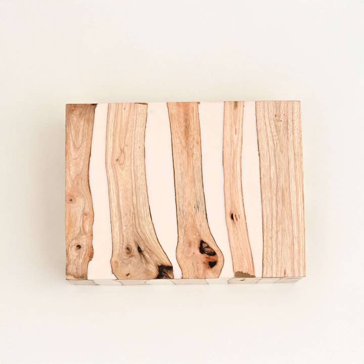 White Striped Wooden Decorative Box