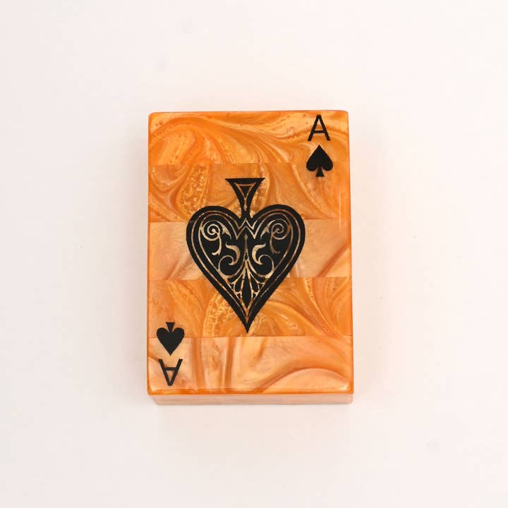 Royal Ace Resin Playing Card Box – Orange & Black