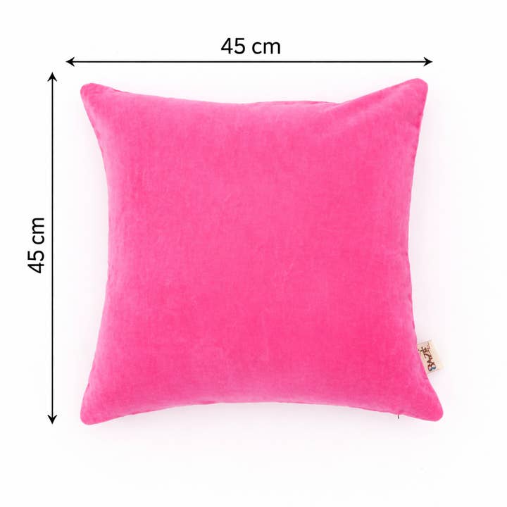 Solid Fuchsia Pink Cotton Velvet Cushion -45×45 cm