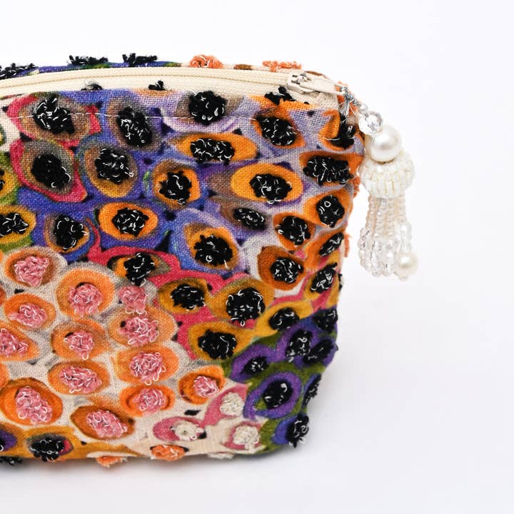 Cotton Pouch – Abstract Embroidered Design – 18x30 cm