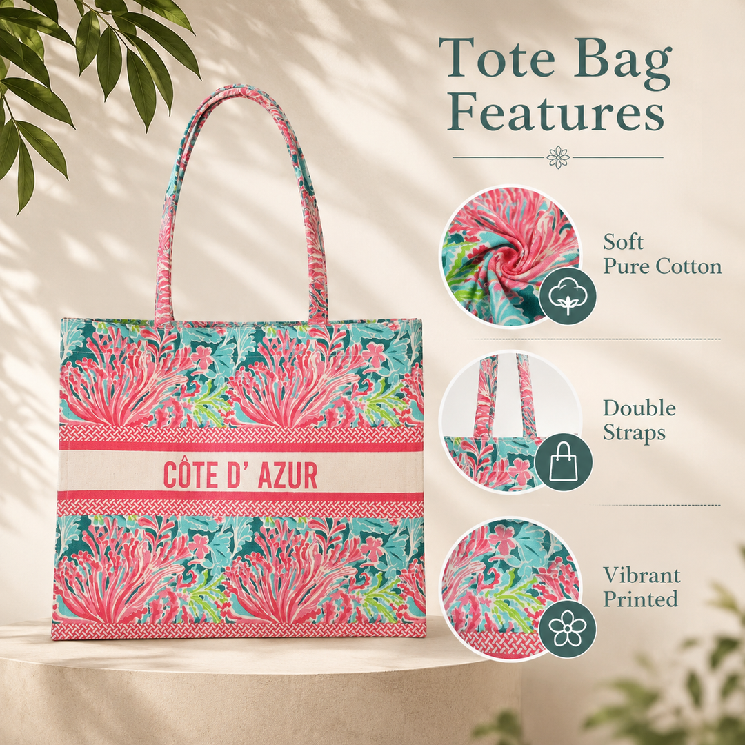 Reef Radiance Canvas Tote Bag – Ocean-Inspired Eco Carryall