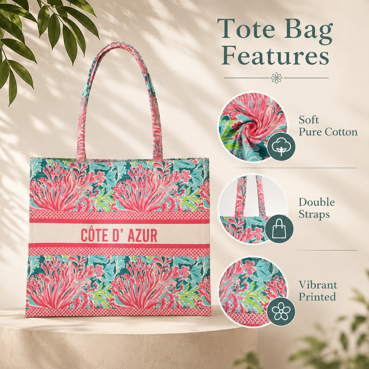 Reef Radiance Canvas Tote Bag – Ocean-Inspired Eco Carryall