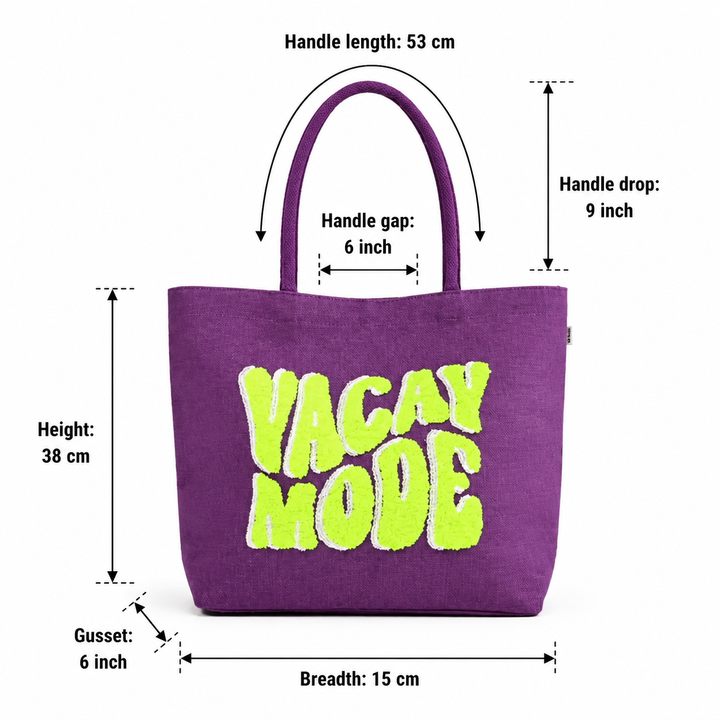 Neon Vacay Mode Beach Tote – Chic Multi-Color Jute Bag