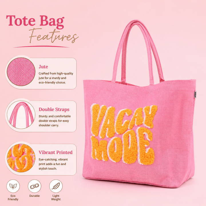 Blush Vacay Mode Beach Tote – Chic Multi-Color Jute Bag