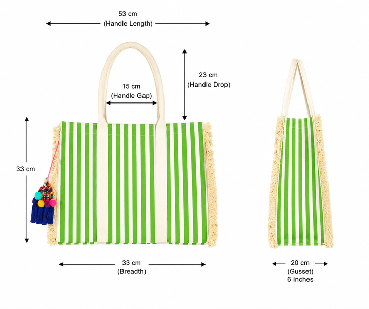 Ocean Mist Fringes Fiesta Beach Tote – Cotton Boho Bag