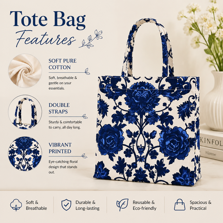 Floral Canvas Gift Bag – Elegant Reusable Tote