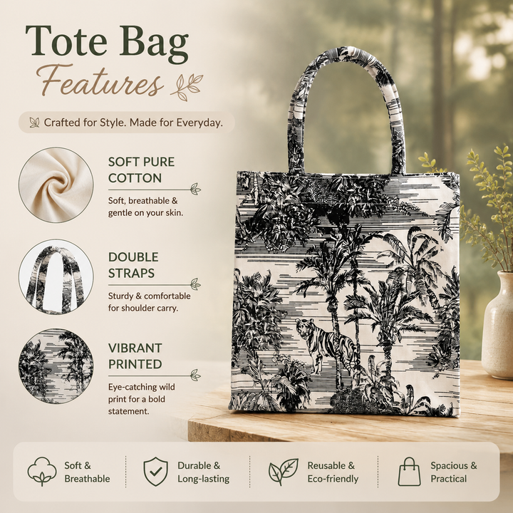 Wild Printed Canvas Gift Bag – Reusable Eco-Friendly Tote