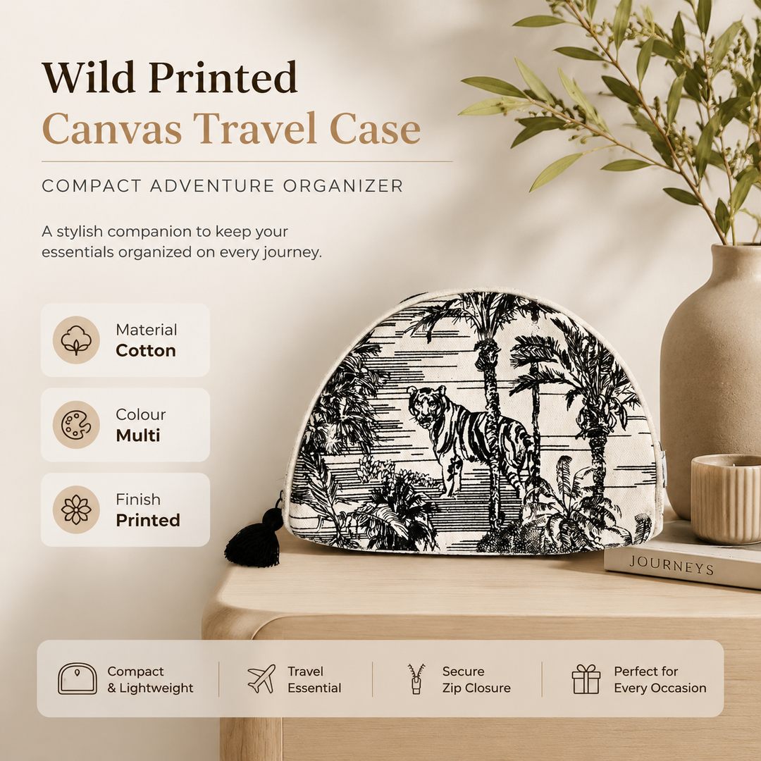 Wild Printed Canvas Travel Case –Compact Adventure Organizer